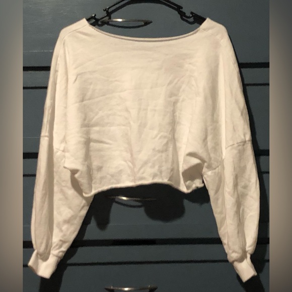 Women’s White Oversized Cropped Sweat Shirt Size Small Petite - Picture 4 of 8